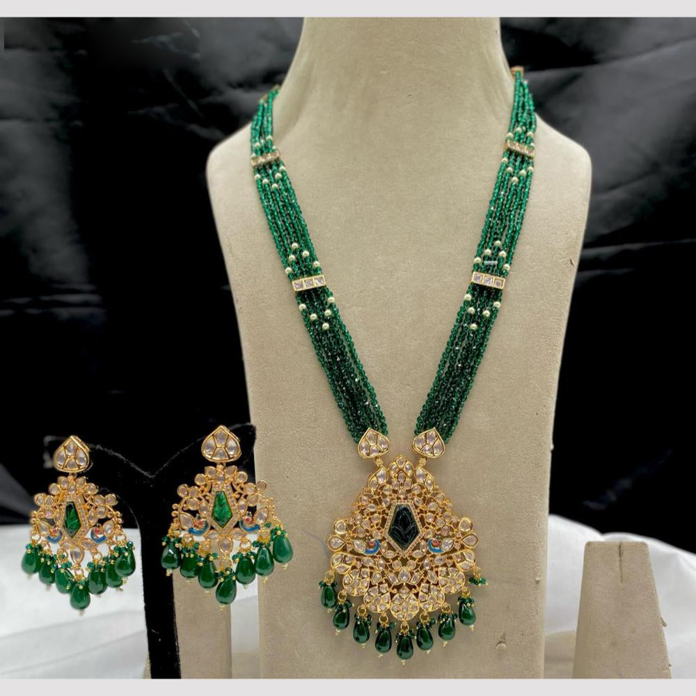 Amoliya Jewels Regal Glow Polki Kundan And BEads  Design Long Necklace Set