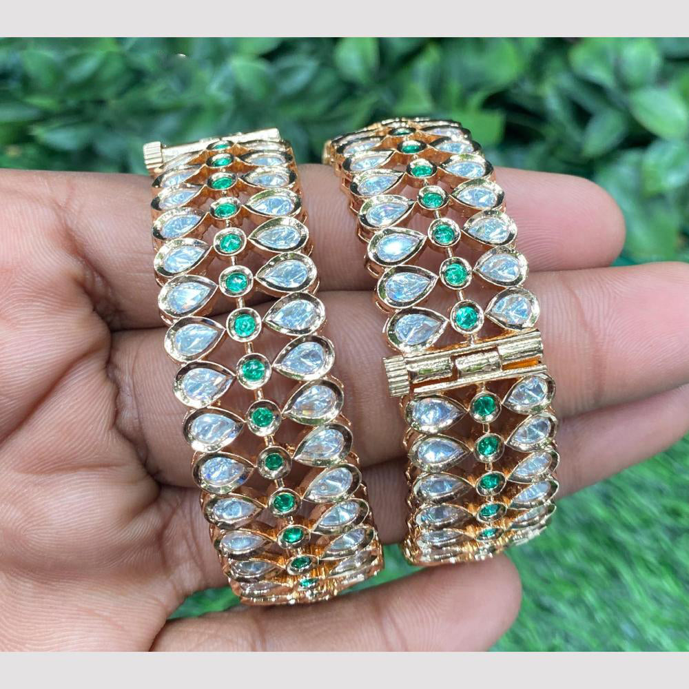 Amoliya Jewels Royal Spark Polki Kundan Openable Bangles Set