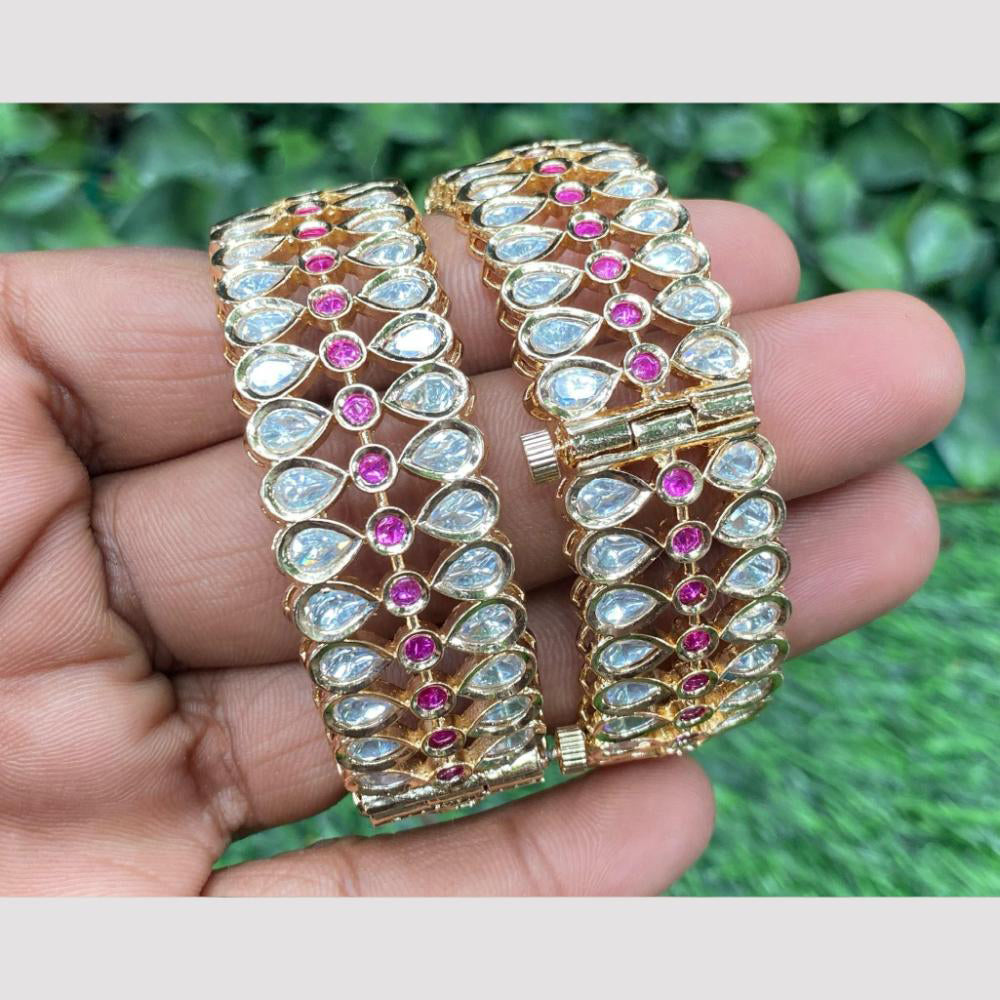 Amoliya Jewels Royal Spark Polki Kundan Openable Bangles Set