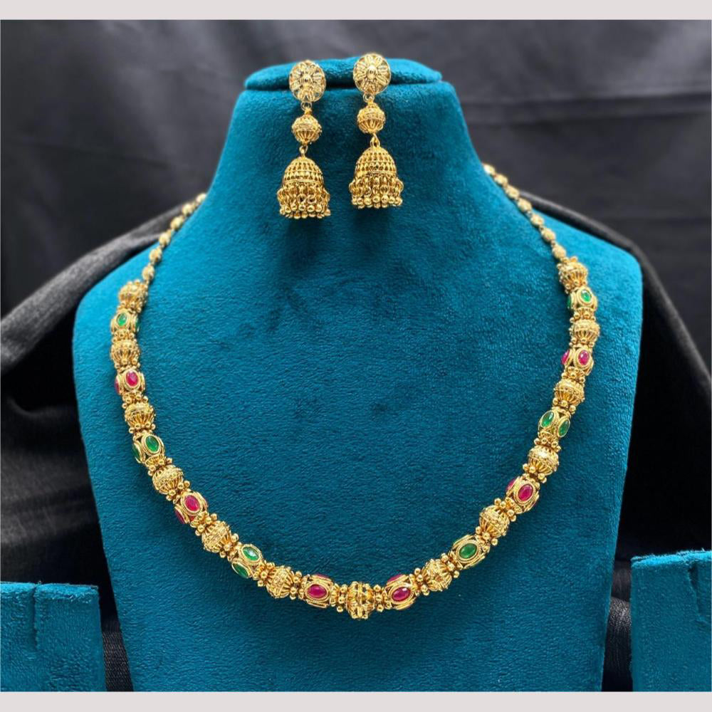 Amoliya Jewels Classic Filigree Bead Mala Necklace Set
