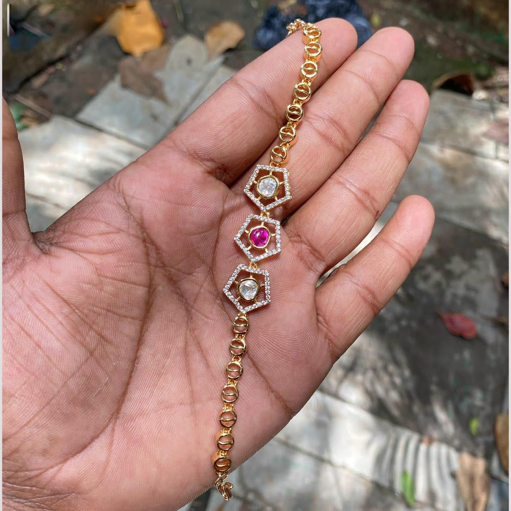 Amoliya Jewels Twilight Hexa Polki Kundan Delight Bracelet