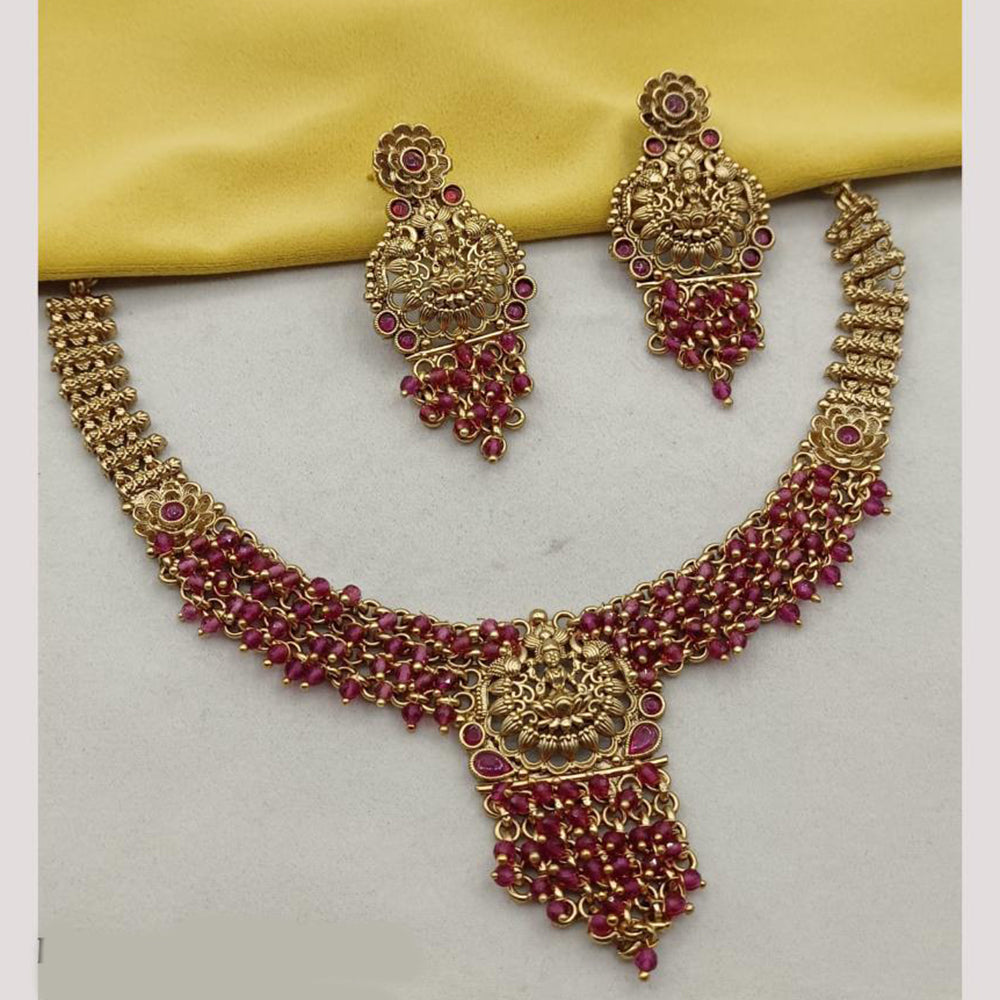 Amoliya Jewels Divine Crimson Necklace Set