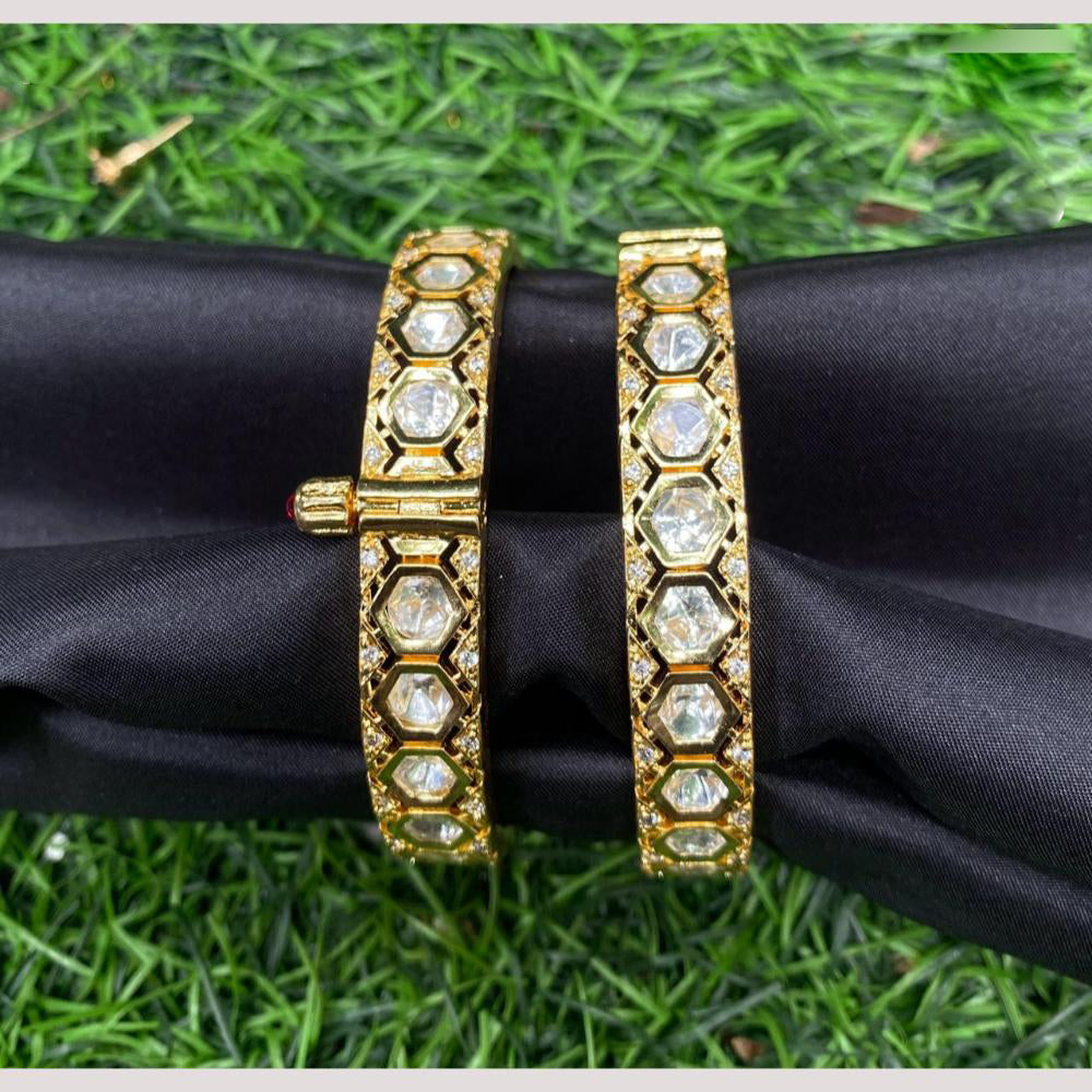 Amoliya Jewels Golden Glimmer Designer Openable Bangles set