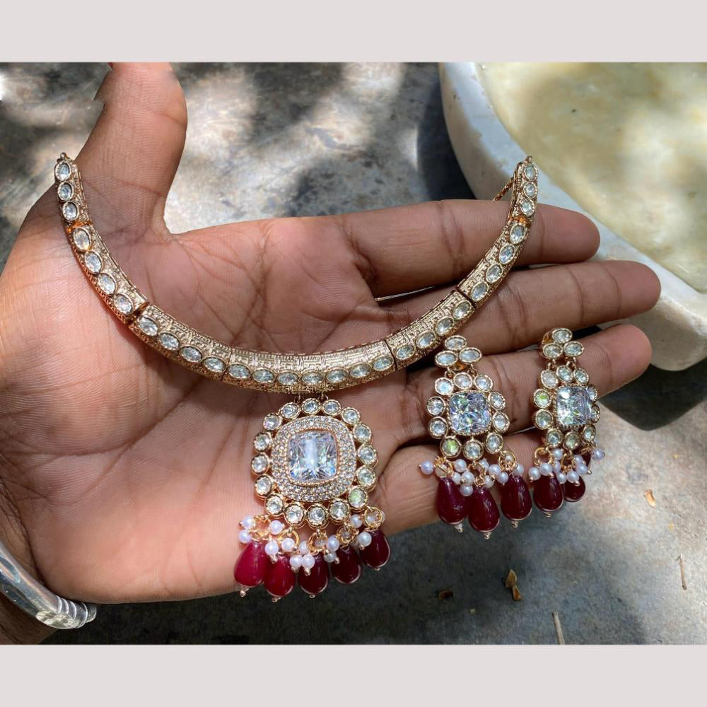 Amoliya Jewels Emerald Elegance Kundan and Beads Necklace Set