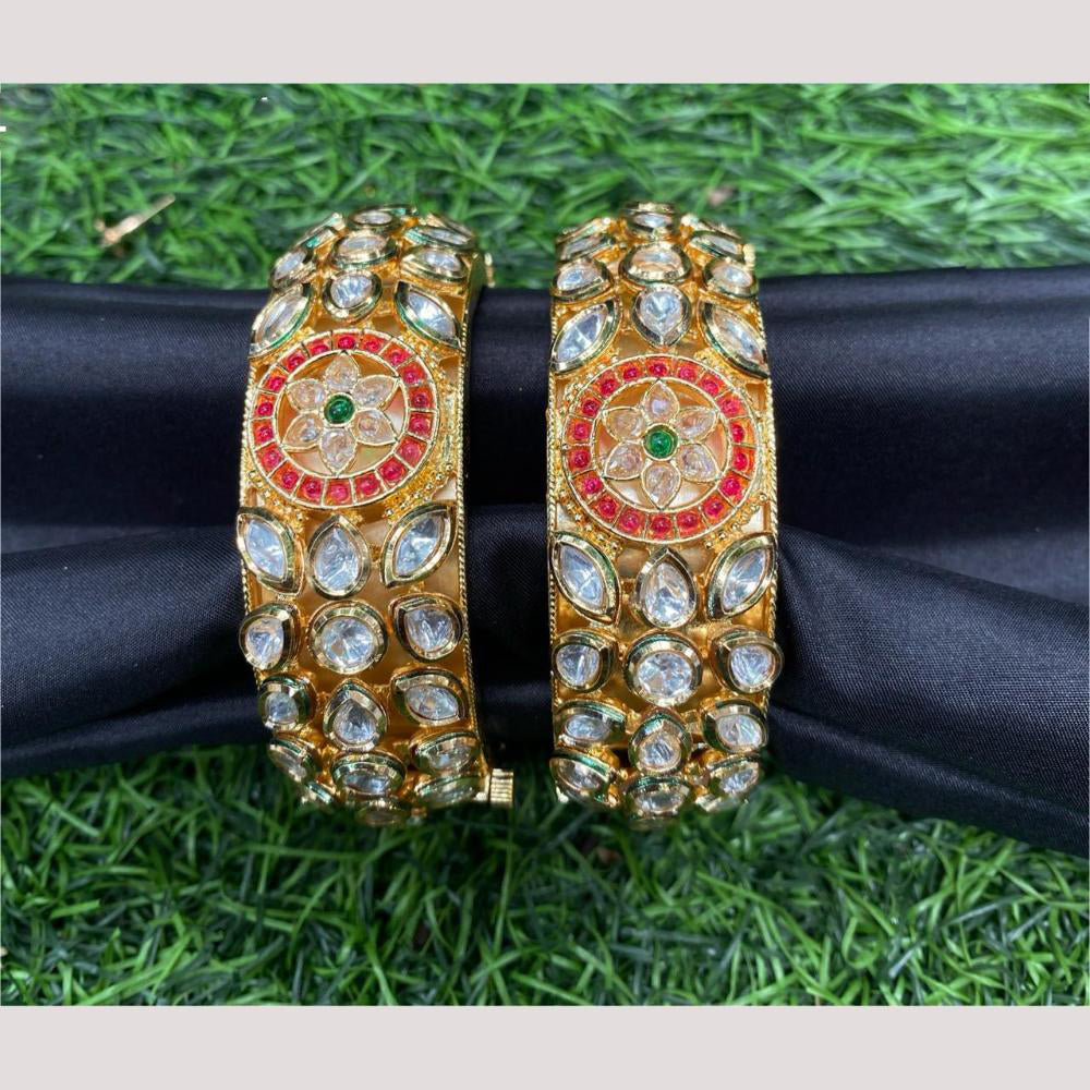 Amoliya Jewels Floral Majesty Polki Kundan Openable Bangles