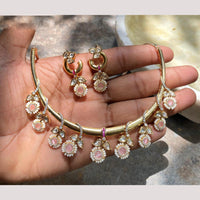 Amoliya Jewels Pearl Bloom Designer Crystal and Polki Kundan Necklace Set
