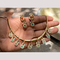Amoliya Jewels Pearl Bloom Designer Crystal and Polki Kundan Necklace Set