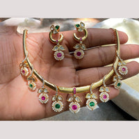 Amoliya Jewels Pearl Bloom Designer Crystal and Polki Kundan Necklace Set
