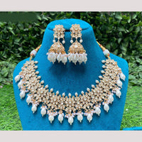 Amoliya Jewels Regal Emerald Polki Kundan Necklace Set with Pearl Tassels