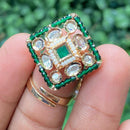 Amoliya Jewels Square Polki Kundan and Beads Ring