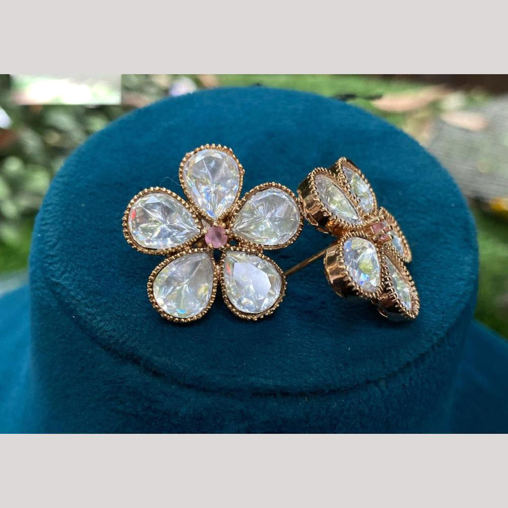 Amoliya Jewels Floral Polki Kundan Earrings