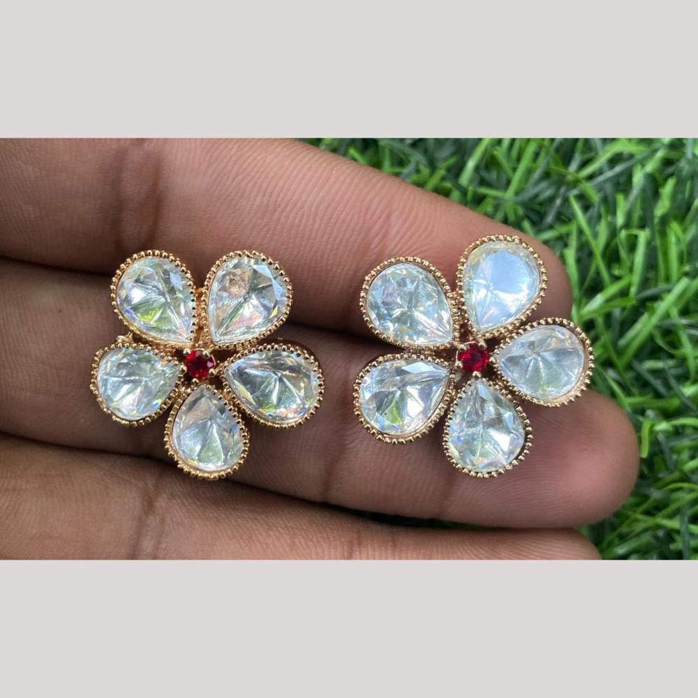 Amoliya Jewels Floral Polki Kundan Earrings