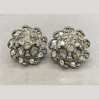 Amoliya Jewels Rhodium Plated Polki Studs Earrings