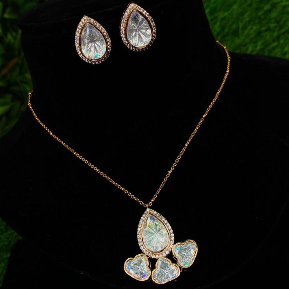 Amoliya Jewels Crystal Stone Chain Pendant Set