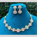 Amoliya Jewels Pearl Beaded Kundan Necklace with Matching Drop Earrings