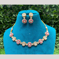 Amoliya Jewels Pearl Beaded Kundan Necklace with Matching Drop Earrings