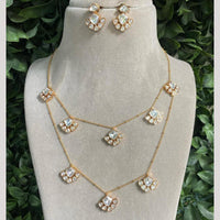 Amoliya Jewels Double Layer Polki Kundan Necklace Set