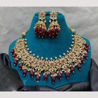 Amoliya Jewels Royal Polki Kundan Pearls And Beads Necklace Set