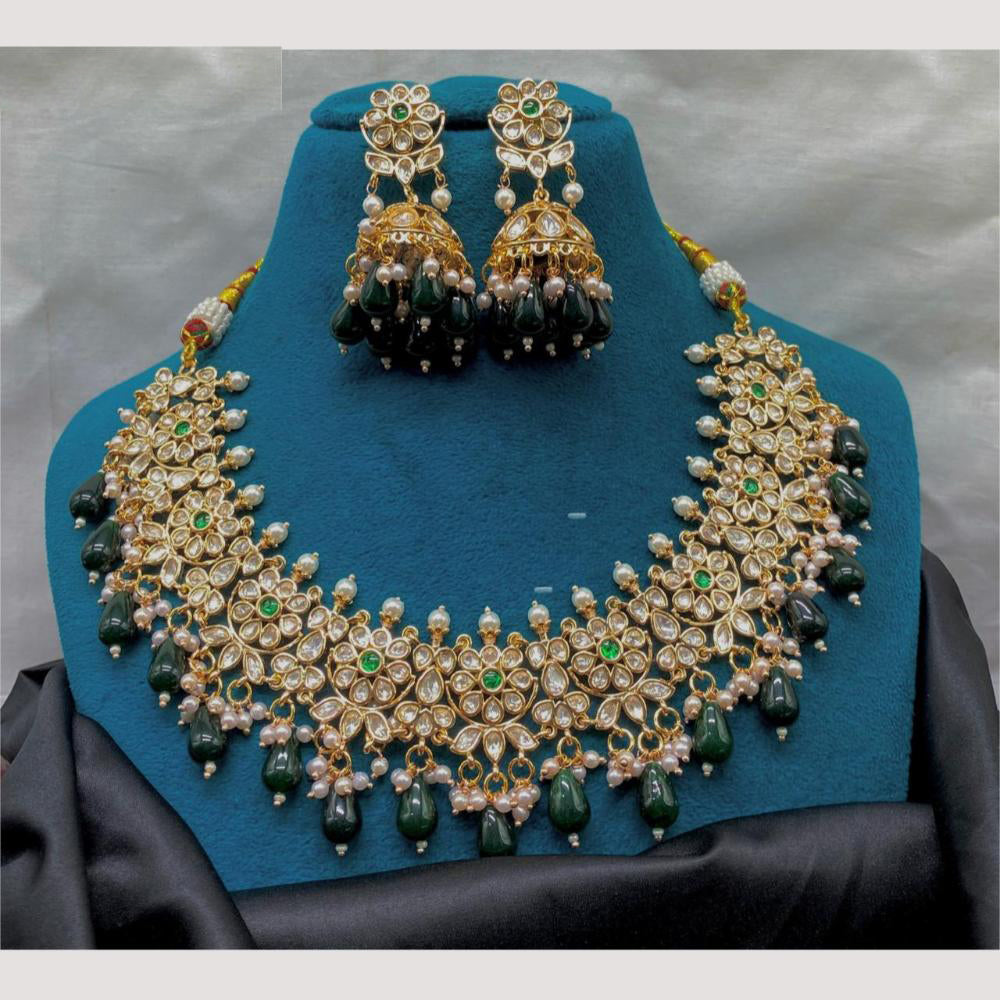 Amoliya Jewels Royal Polki Kundan Pearls And Beads Necklace Set