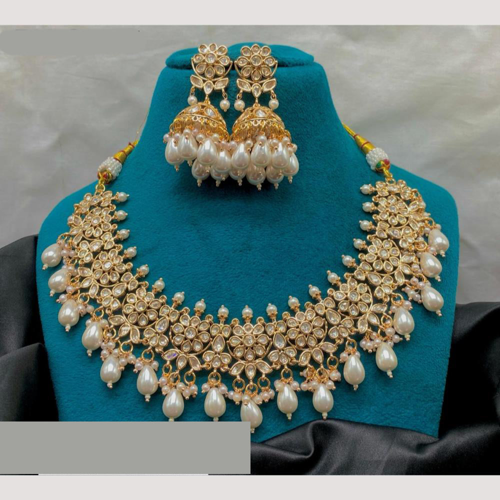 Amoliya Jewels Royal Polki Kundan Pearls And Beads Necklace Set