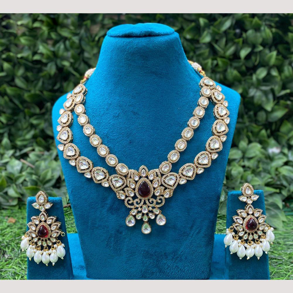 Amoliya Jewels Royal Polki Kundan Pearls And Beads Necklace Set