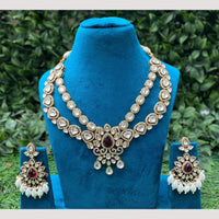 Amoliya Jewels Royal Polki Kundan Pearls And Beads Necklace Set