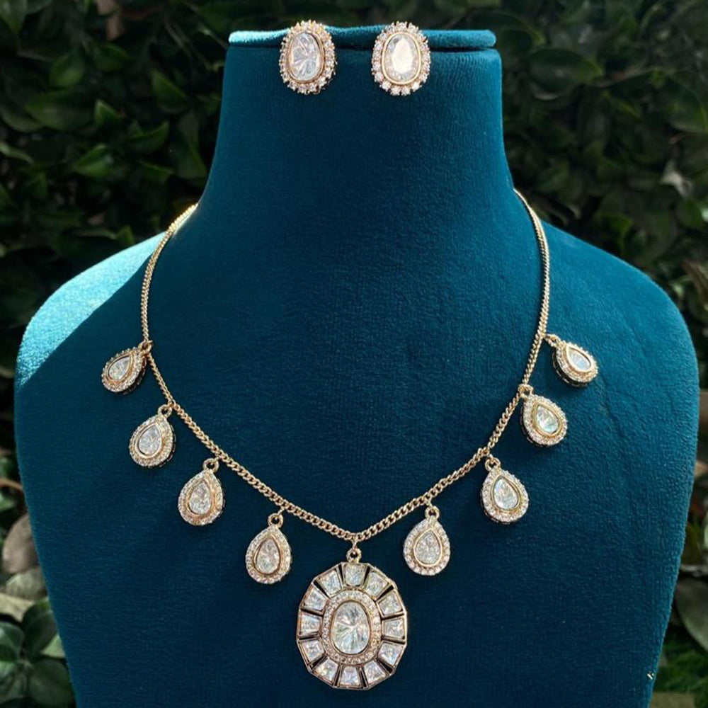 Amoliya Jewels Royal Heavy Polki Kundan Stone Necklace Set