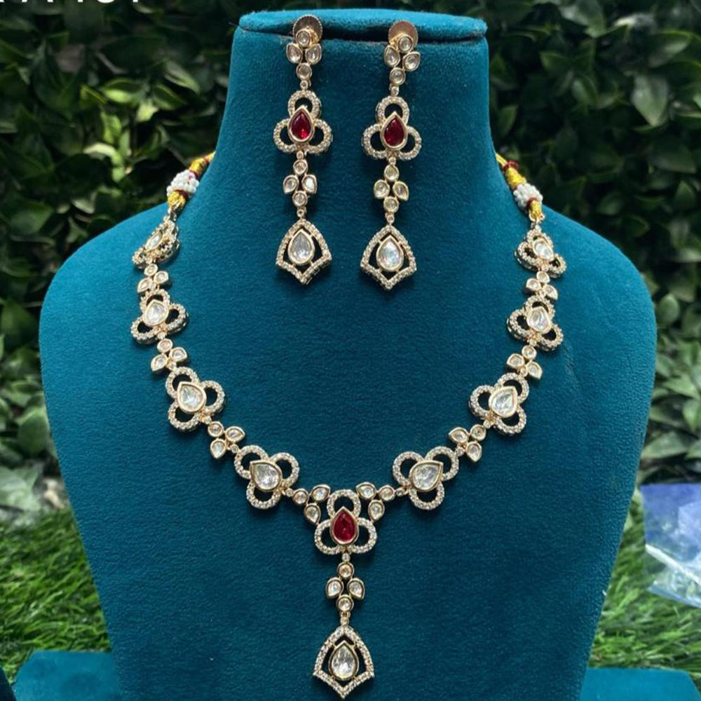 Amoliya Jewels Royal Heavy Polki Kundan Stone Necklace Set