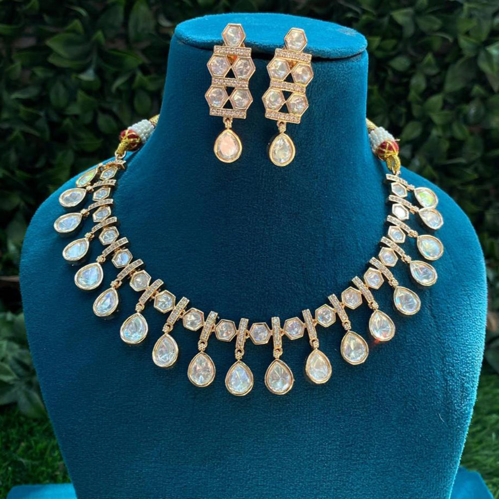 Amoliya Jewels Royal Heavy Polki Kundan Stone Necklace Set