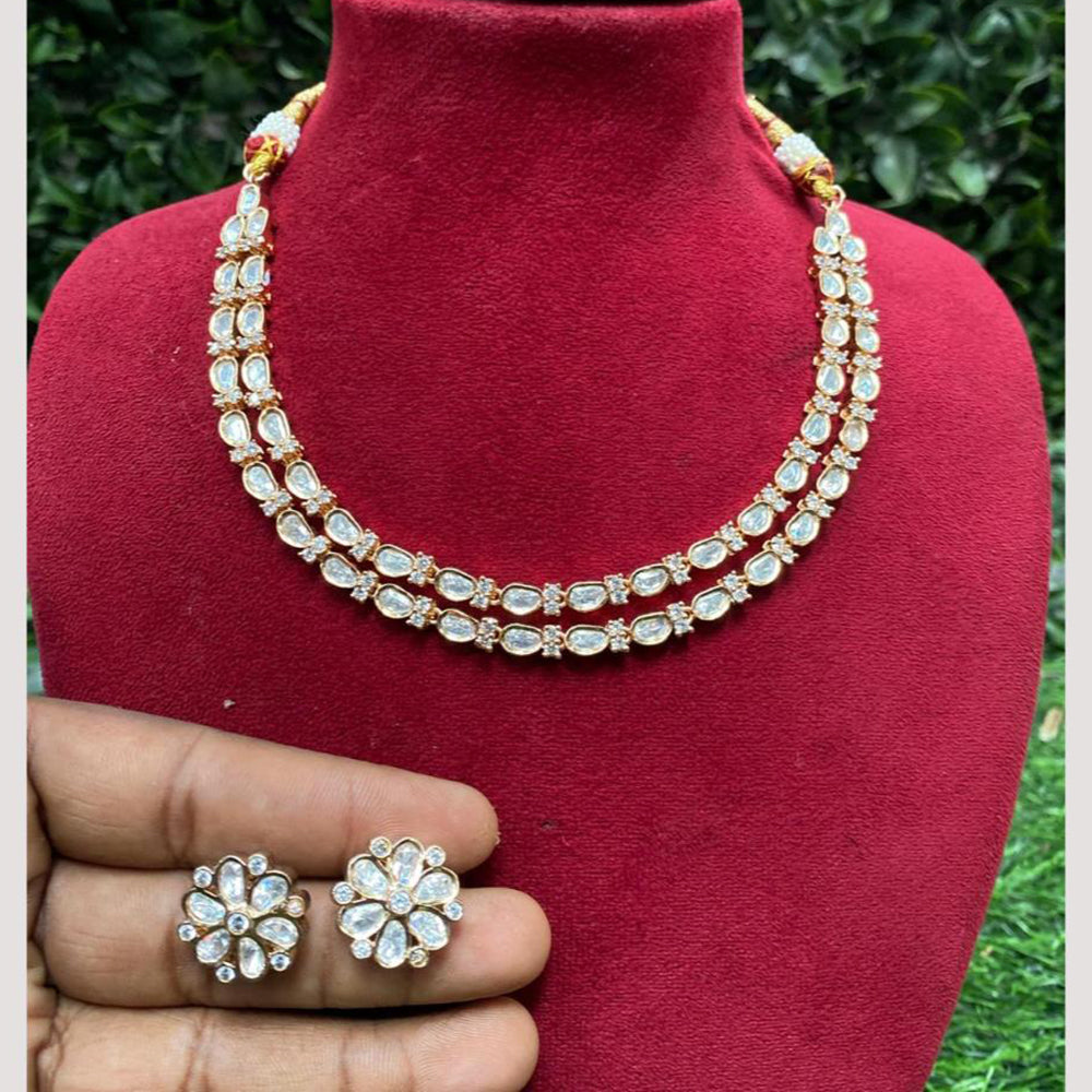 Amoliya Jewels Royal Heavy Polki Kundan Stone Necklace Set