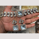 Amoliya Jewels Designer Blue Stone Square Polki Kundan Choker Necklace Set 