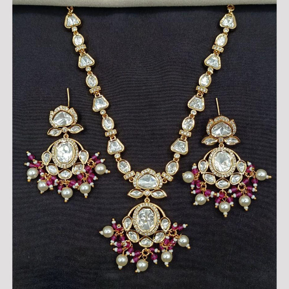 Amoliya Jewels Classic Polki Kundan And Pearl Necklace Set