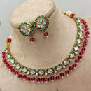 Amoliya Jewels Classic Polki Kundan And Beads Necklace Set