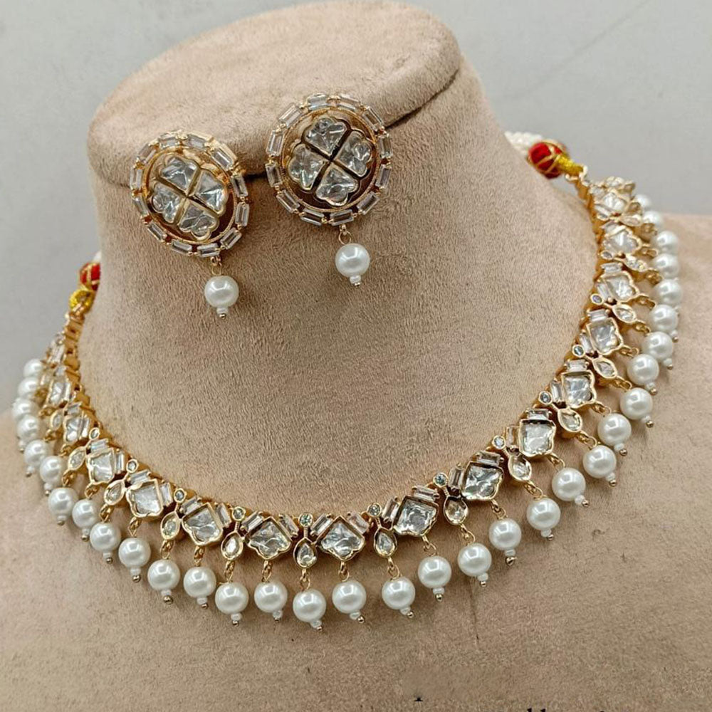 Amoliya Jewels Classic Polki Kundan And Beads Necklace Set