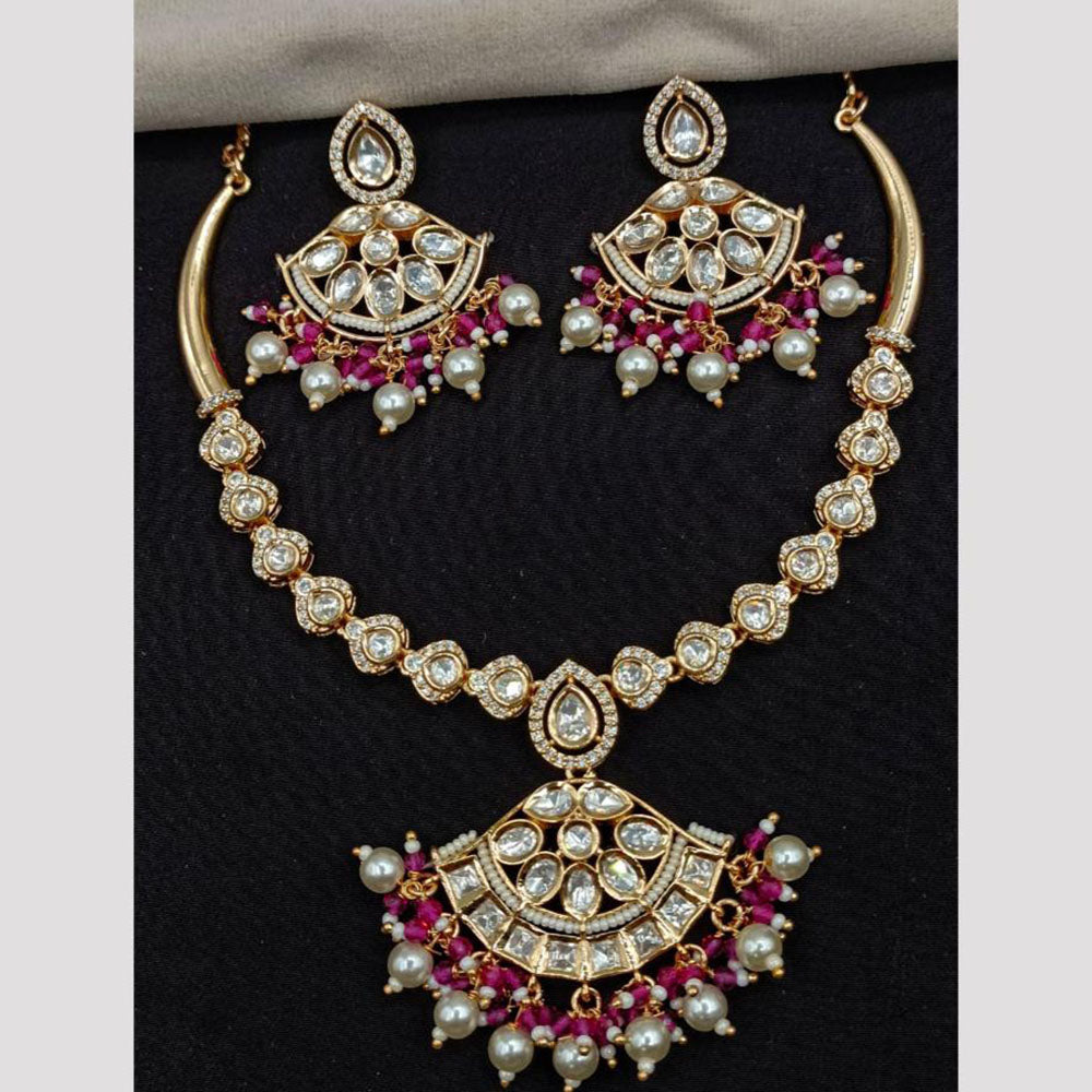Amoliya Jewels Classic Polki Kundan And Pearl Necklace Set