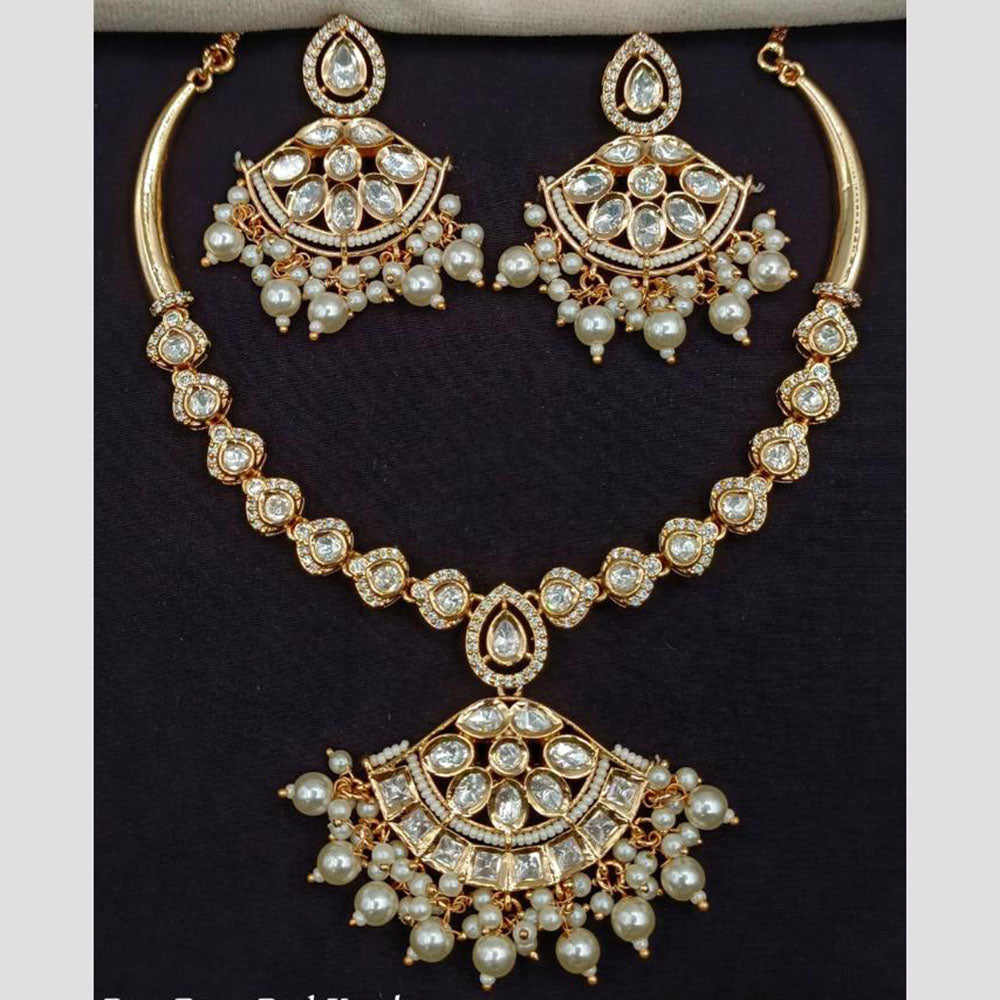 Amoliya Jewels Classic Polki Kundan And Pearl Necklace Set