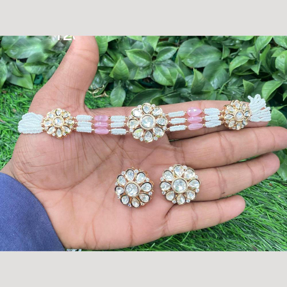 Amoliya Jewels Traditional Elegance Polki Kundan Pearls And Beads Necklace Set