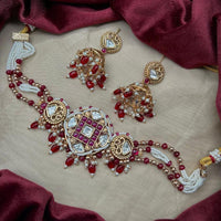 Amoliya Jewels Royal Elegance Polki Kundan Pearls And Beads Necklace Set