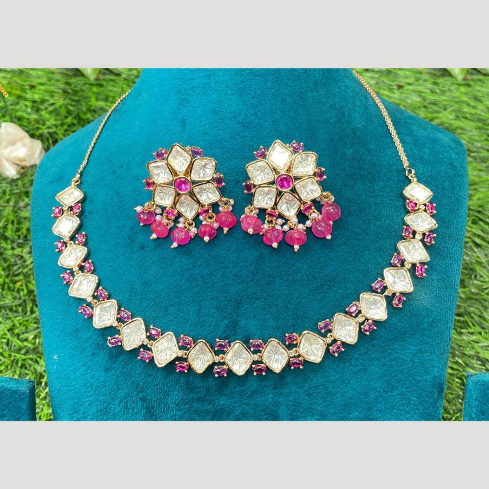 Amoliya Jewels Traditional Elegance Polki Kundan Pearls Necklace Set