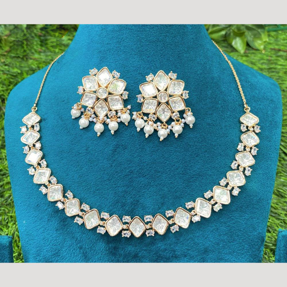 Amoliya Jewels Traditional Elegance Polki Kundan Pearls Necklace Set