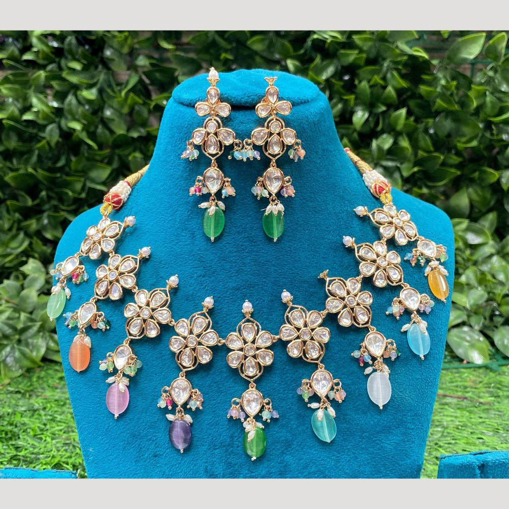 Amoliya Jewels Traditional Elegance Polki Kundan Necklace Set