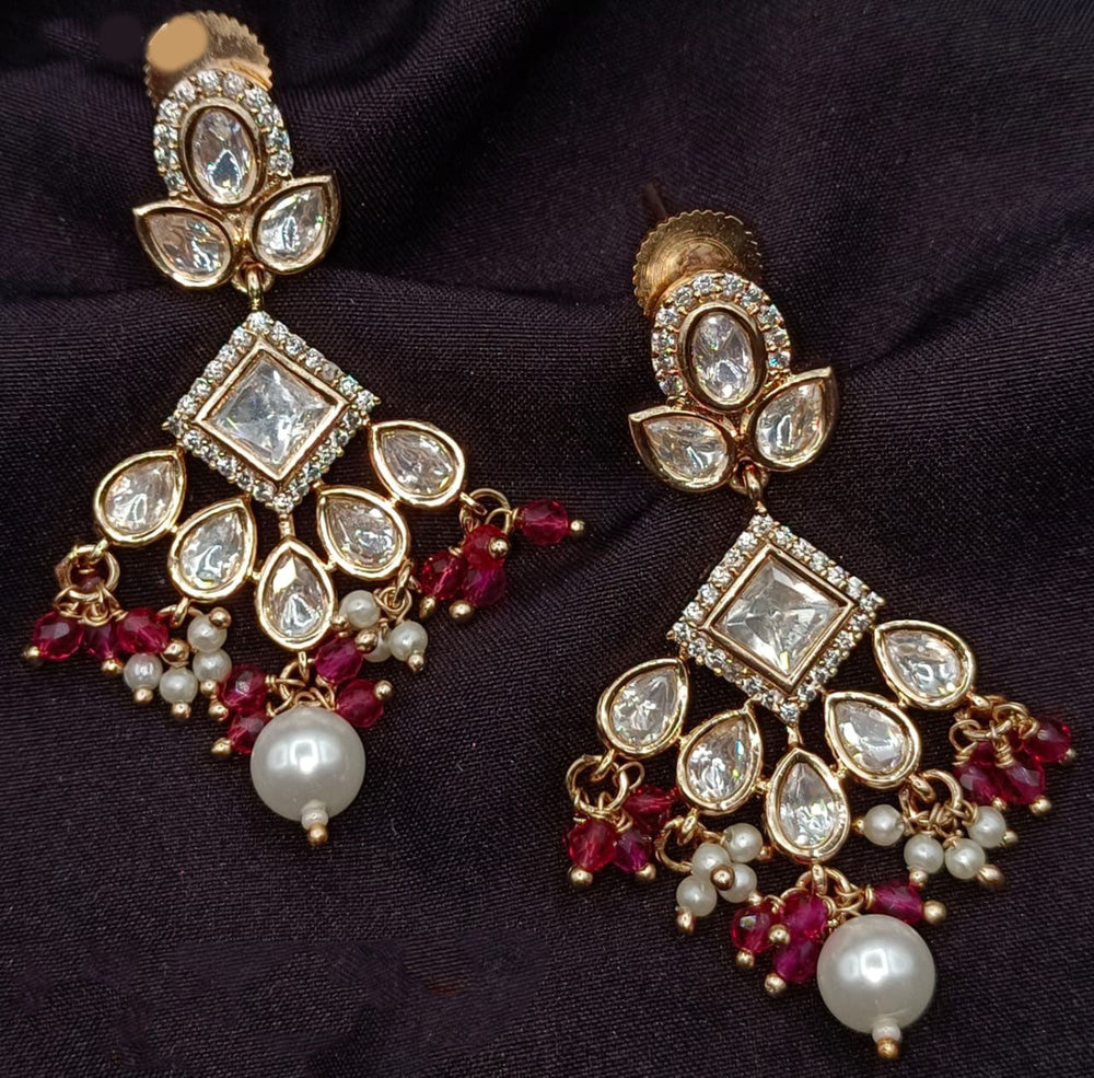 Amoliya Jewels Timeless Radiance Polki Kundan And Pearl Dangler Earrings
