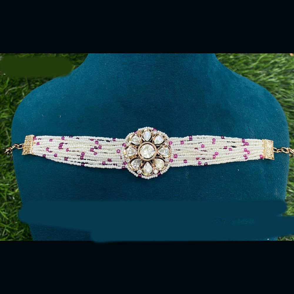 Amoliya Jewels Royal Heritage Polki Kundan And Pearls Bracelet