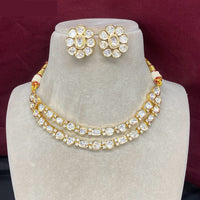 Amoliya Jewels Kundan Necklace Set with Floral Design Earrings  