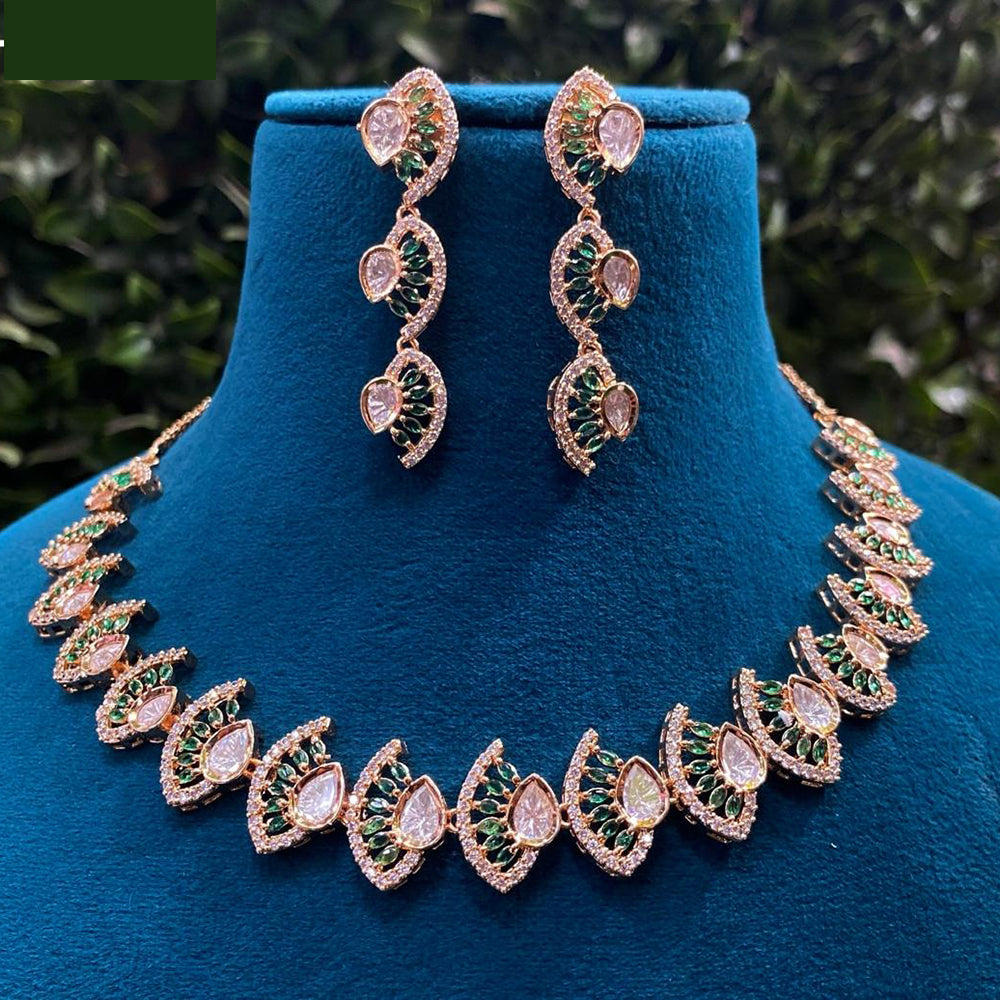 Amoliya Jewels Intricately Designed Necklace Set Featuring Teardrop Accents