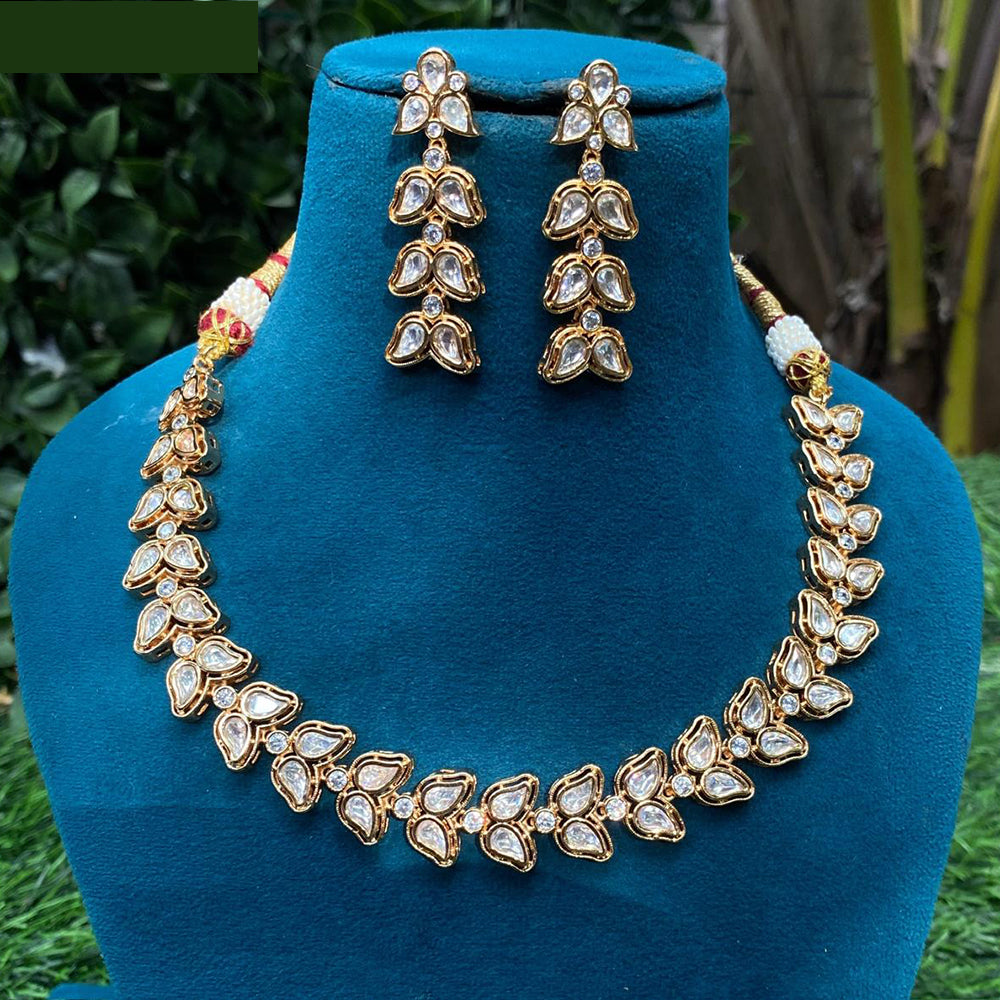 Amoliya Jewels Designer Necklace Set with Leaf Inspired Detailing
