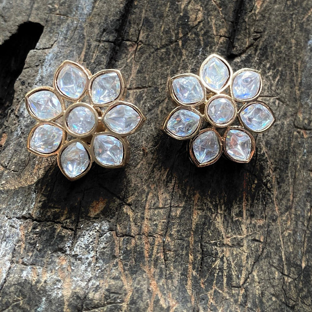 Amoliya Jewels Regal Finish Polki Kundan Studs Earrings