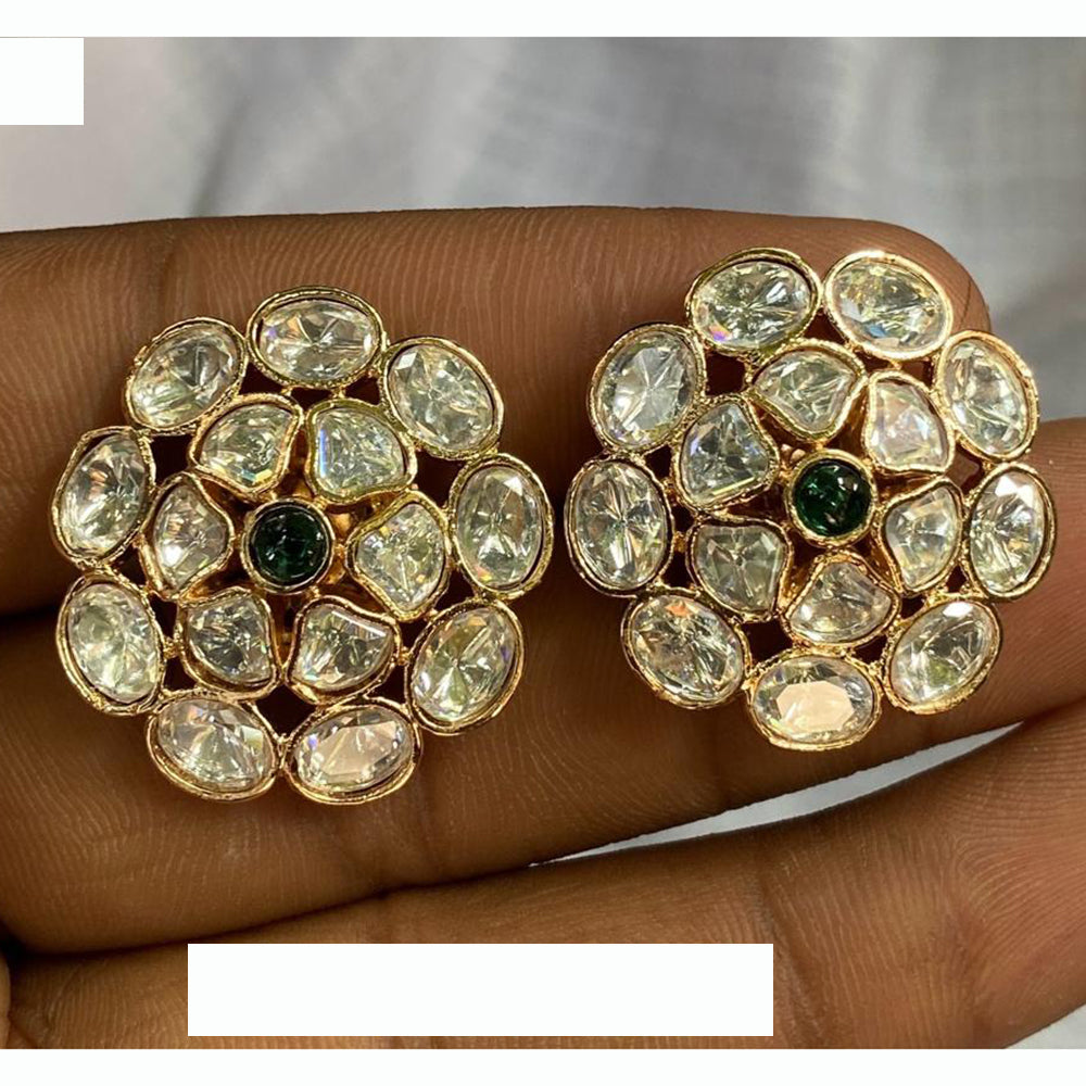 Amoliya Jewels Regal Finish Polki Kundan Studs Earrings