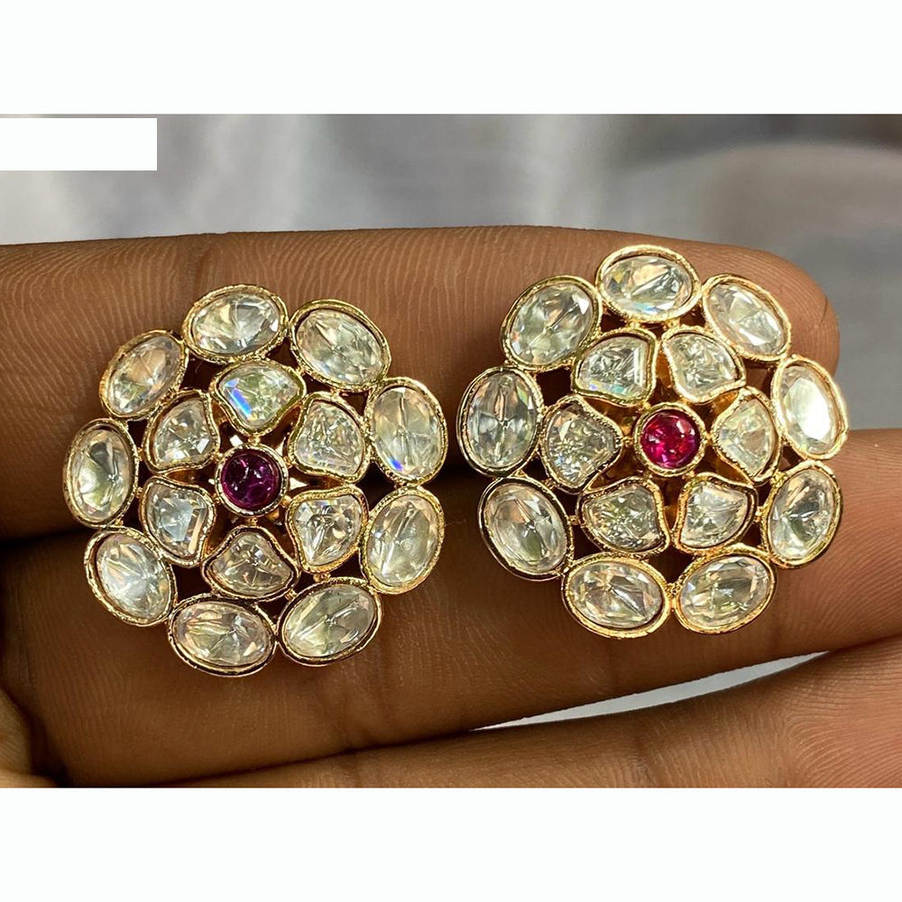 Amoliya Jewels Regal Finish Polki Kundan Studs Earrings