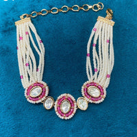 Amoliya Jewels Fusion Look Polki Kundan And Pearls Bracelet